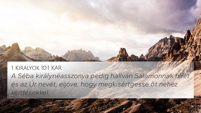 1 Királyok 10:1 KAR Bible Verse Image