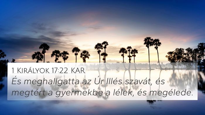1 Királyok 17:22 KAR Bible Verse Image