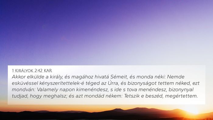 1 Királyok 2:42 KAR Bible Verse Image