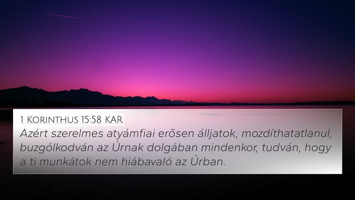 1 Korinthus 15:58 KAR Bible Verse Image