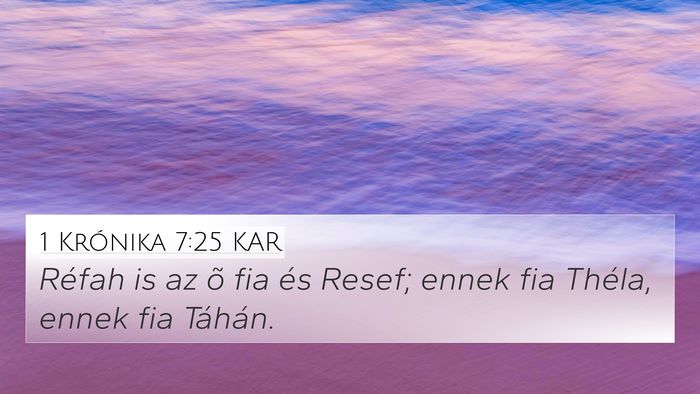 1 Krónika 7:25 KAR 4K Wallpaper - Réfah is az õ fia és Resef; ennek fia Théla, - 4K Wallpaper Bible Verse