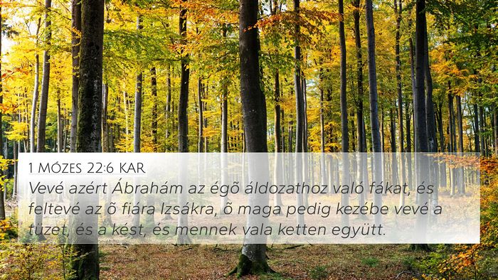 1 Mózes 22:6 KAR 4K Wallpaper - Vevé azért Ábrahám az égõ áldozathoz való - 4K Wallpaper Bible Verse