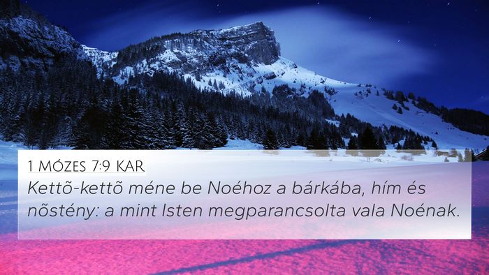 1 Mózes 7:9 KAR 4K Wallpaper - Kettõ-kettõ méne be Noéhoz a bárkába, hím - 4K Wallpaper Bible Verse