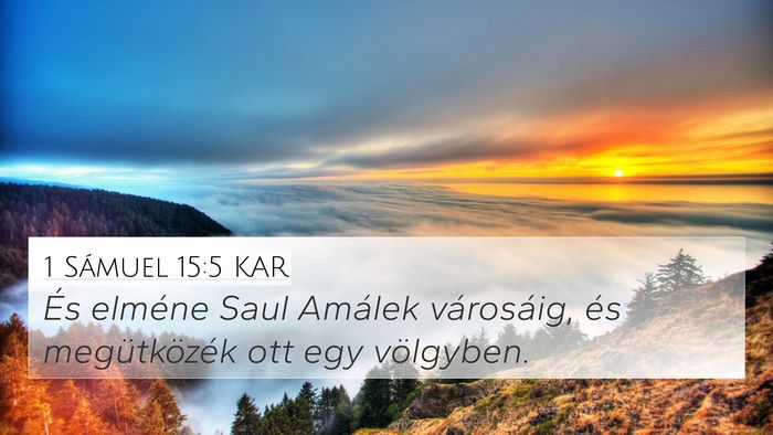 1 Sámuel 15:5 KAR 4K Wallpaper - És elméne Saul Amálek városáig, és - 4K Wallpaper Bible Verse