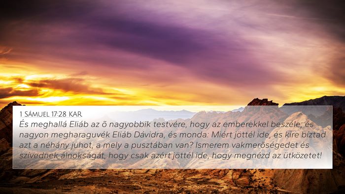 1 Sámuel 17:28 KAR Bible Verse Image