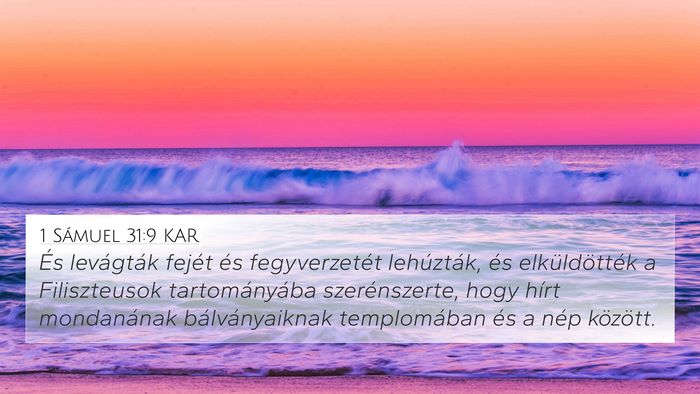 1 Sámuel 31:9 KAR Bible Verse Image
