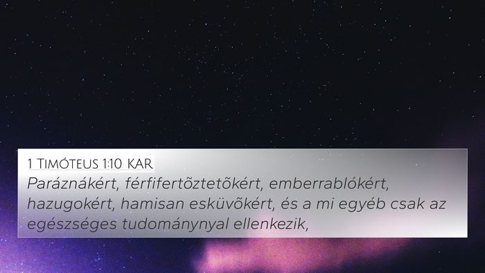 1 Timóteus 1:10 KAR Bible Verse Image
