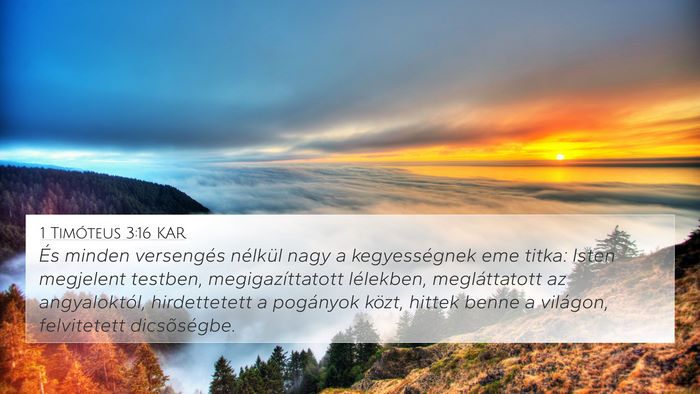 1 Timóteus 3:16 KAR Bible Verse Image