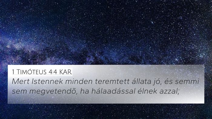1 Timóteus 4:4 KAR Bible Verse Image