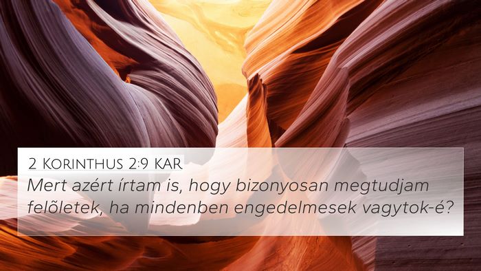 2 Korinthus 2:9 KAR Bible Verse Image
