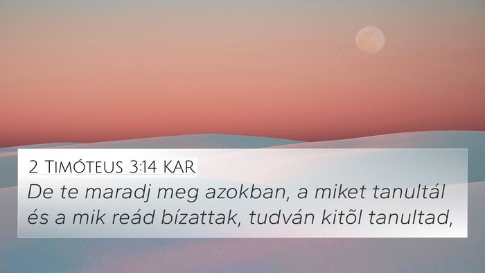 2 Timóteus 3:14 KAR 4K Wallpaper - De te maradj meg azokban, a miket tanultál és a - 4K Wallpaper Bible Verse