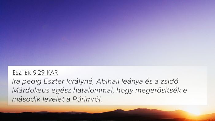 Eszter 9:29 KAR Bible Verse Image
