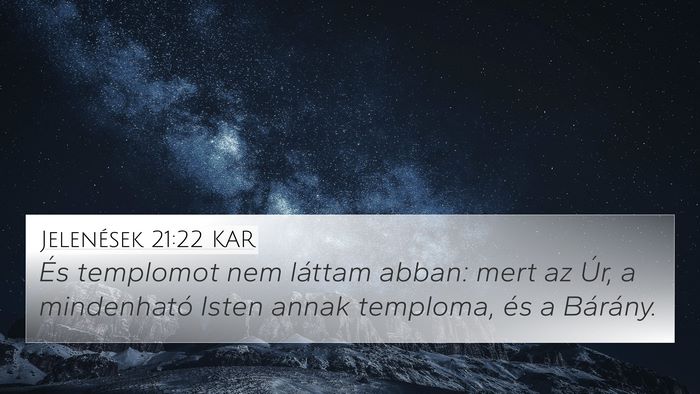 Jelenések 21:22 KAR Bible Verse Image