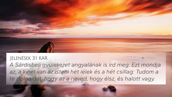 Jelenések 3:1 KAR Bible Verse Image