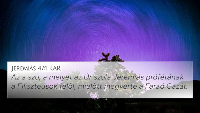 Jeremiás 47:1 KAR Bible Verse Image