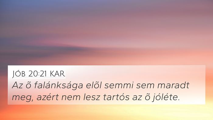 Jób 20:21 KAR 4K Wallpaper - Az õ falánksága elõl semmi sem maradt meg, - 4K Wallpaper Bible Verse
