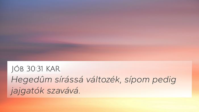 Jób 30:31 KAR 4K Wallpaper - Hegedûm sírássá változék, sípom pedig - 4K Wallpaper Bible Verse