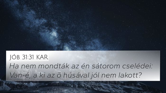Jób 31:31 KAR Bible Verse Image