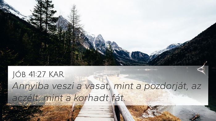 Jób 41:27 KAR 4K Wallpaper - Annyiba veszi a vasat, mint a pozdorját, az - 4K Wallpaper Bible Verse