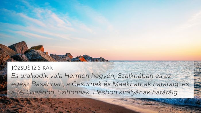 Józsué 12:5 KAR 4K Wallpaper - És uralkodik vala Hermon hegyén, Szalkhában - 4K Wallpaper Bible Verse
