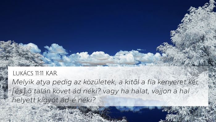 Lukács 11:11 KAR 4K Wallpaper - Melyik atya pedig az közületek, a kitõl a fia - 4K Wallpaper Bible Verse