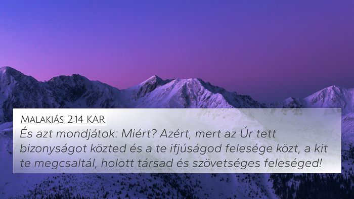Malakiás 2:14 KAR Bible Verse Image