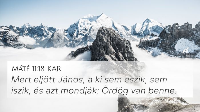 Máté 11:18 KAR 4K Wallpaper - Mert eljött János, a ki sem eszik, sem iszik, - 4K Wallpaper Bible Verse