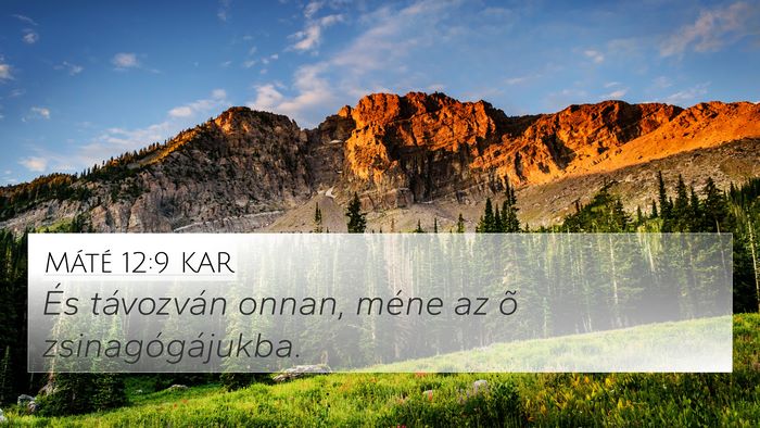 Máté 12:9 KAR 4K Wallpaper - És távozván onnan, méne az õ - 4K Wallpaper Bible Verse