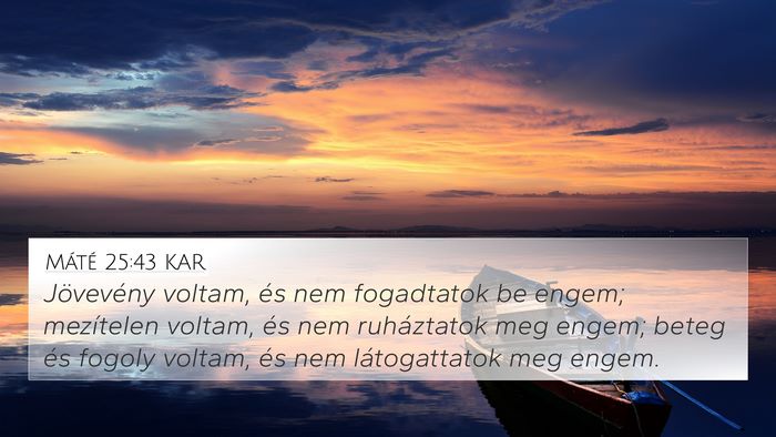 Máté 25:43 KAR Bible Verse Image
