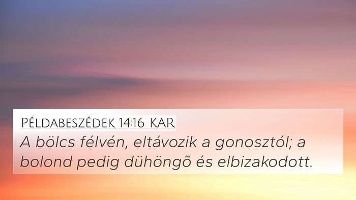 Példabeszédek 14:16 KAR Bible Verse Image
