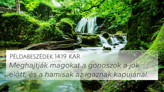 Példabeszédek 14:19 KAR Bible Verse Image