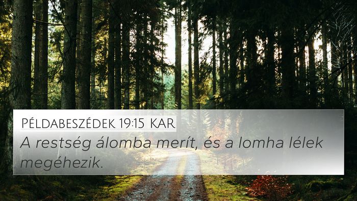 Példabeszédek 19:15 KAR 4K Wallpaper - A restség álomba merít, és a lomha lélek - 4K Wallpaper Bible Verse