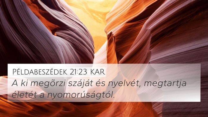 Példabeszédek 21:23 KAR Bible Verse Image