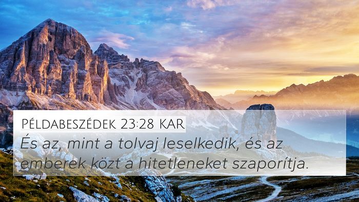 Példabeszédek 23:28 KAR Bible Verse Image