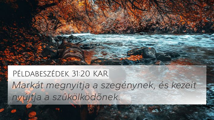 Példabeszédek 31:20 KAR Bible Verse Image