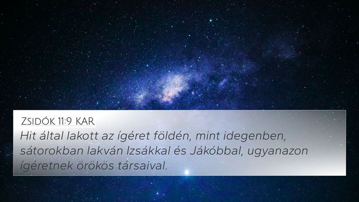 Zsidók 11:9 KAR Bible Verse Image