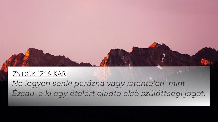 Zsidók 12:16 KAR Bible Verse Image