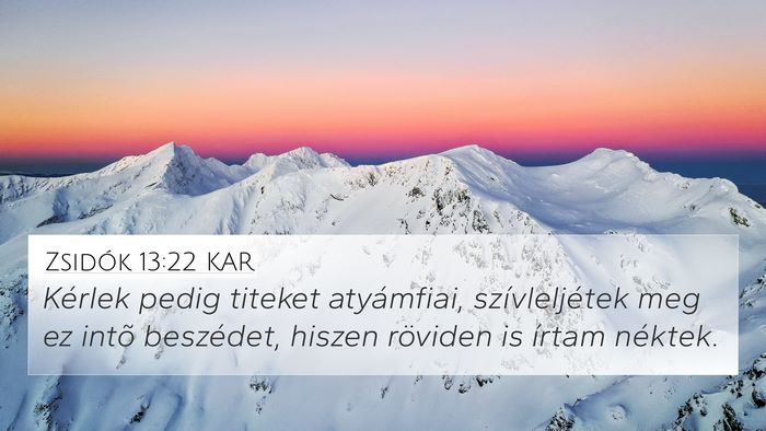 Zsidók 13:22 KAR Bible Verse Image