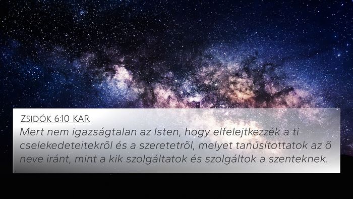 Zsidók 6:10 KAR Bible Verse Image