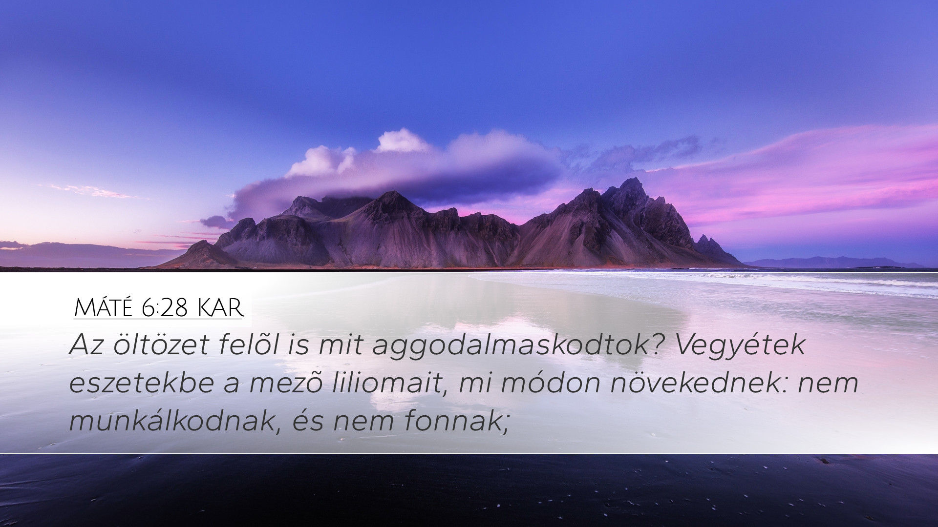 Máté 6:28 KAR Desktop Wallpaper - Az öltözet felõl is mit aggodalmaskodtok?