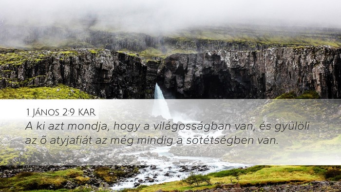 1 János 2:9 KAR Bible Verse Image
