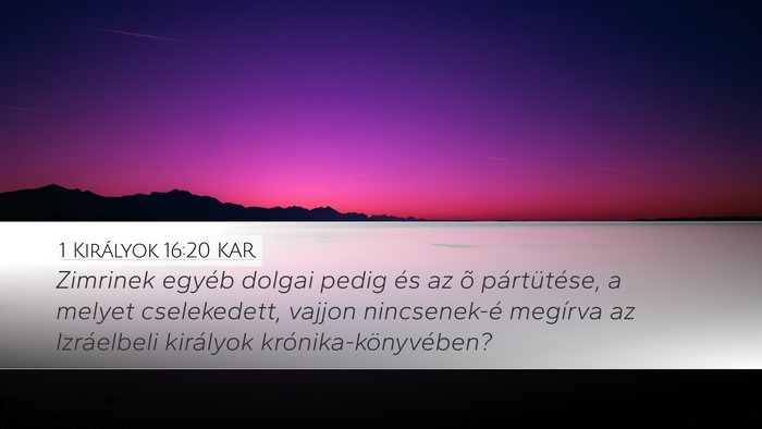 1 Királyok 16:20 KAR Bible Verse Image