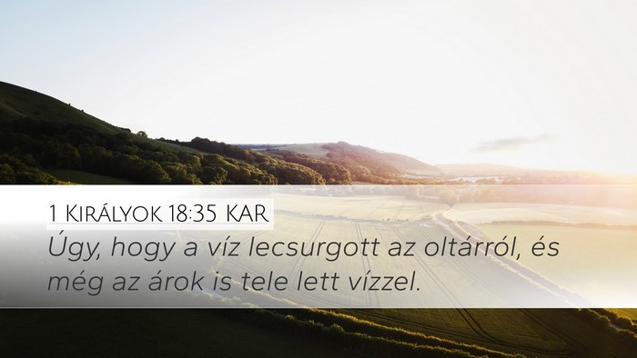 1 Királyok 18:35 KAR Desktop Wallpaper - Úgy, hogy a víz lecsurgott az oltárról, és - Desktop Bible Verse Wallpaper