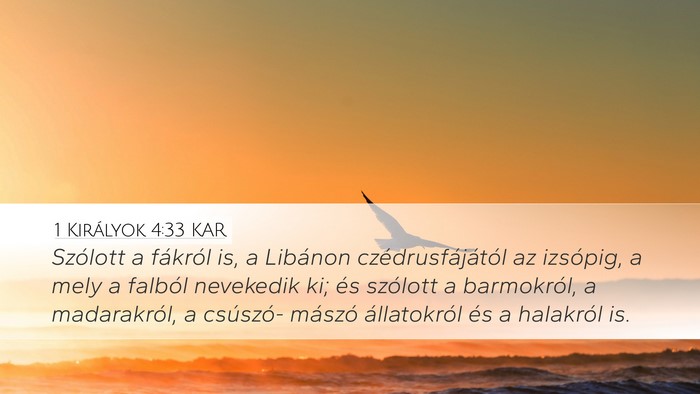 1 Királyok 4:33 KAR Bible Verse Image