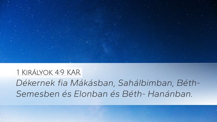 1 Királyok 4:9 KAR Bible Verse Image
