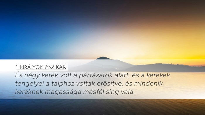 1 Királyok 7:32 KAR Desktop Wallpaper - És négy kerék volt a pártázatok alatt, és a - Desktop Bible Verse Wallpaper