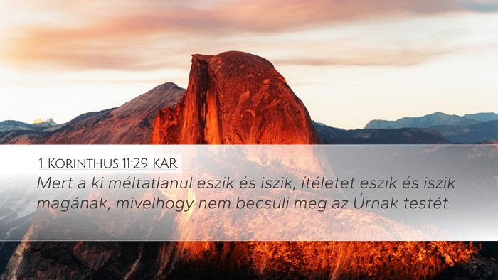 1 Korinthus 11:29 KAR Bible Verse Image