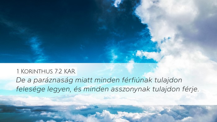 1 Korinthus 7:2 KAR Bible Verse Image