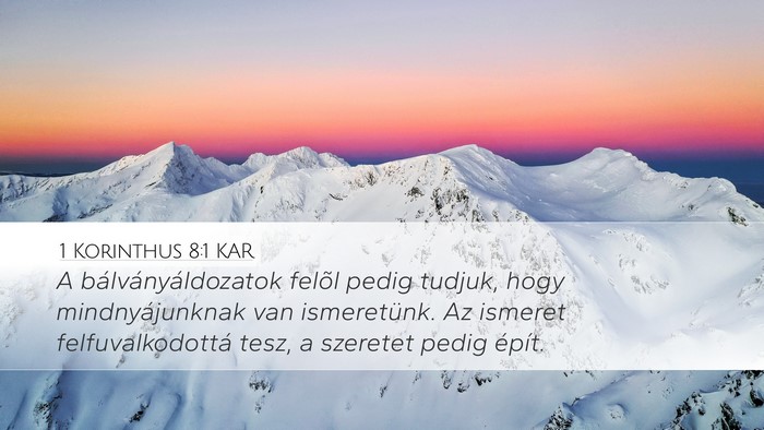 1 Korinthus 8:1 KAR Bible Verse Image