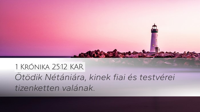 1 Krónika 25:12 KAR Desktop Wallpaper - Ötödik Nétániára, kinek fiai és testvérei - Desktop Bible Verse Wallpaper